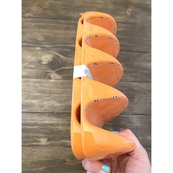 Tommy Bahama Taco Holder  Orange Crackle Rustic Melamine Set of 2 Taco Holders - Picture 3 of 7